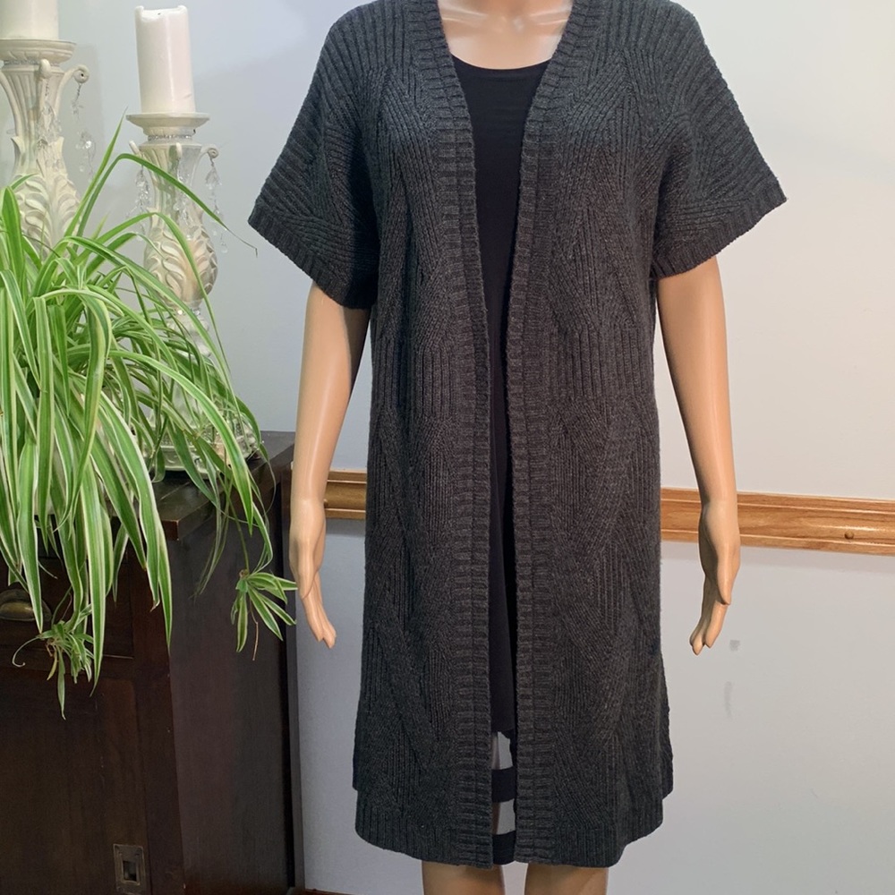 Wool Blend Long Sweater with Short Sleeves